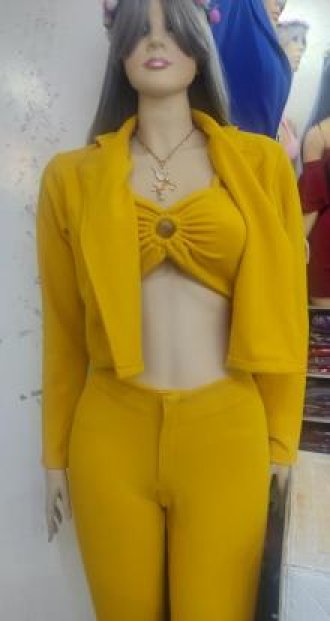 Conjunto 3 piezas Blaser crop top pantalón